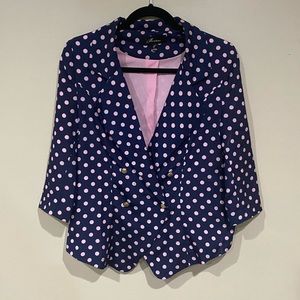 Navy Blue and Pink Polkadot Blazer